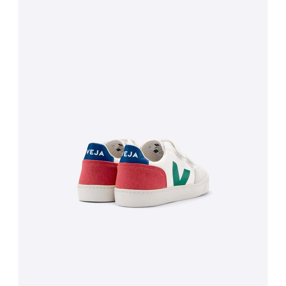 Veja V-12 LEATHER Cipő Gyerek White/Green | HU 752GSO